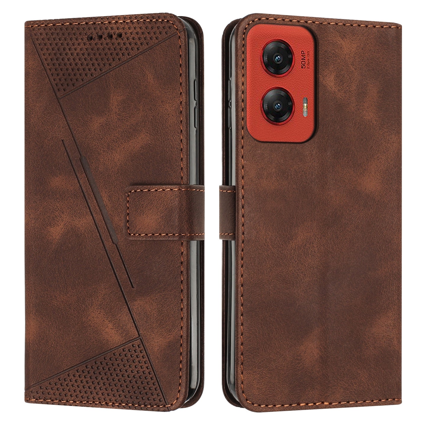 Motorola Moto G Stylus 5G 2024 Dream Triangle Leather Wallet Phone Case with Lanyard, Card Slot, Cash Compartment, Foldable Kickstand, Shockproof PU TPU Protective Cover