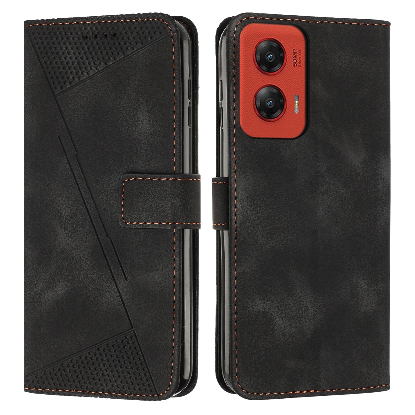 Motorola Moto G Stylus 5G 2024 Dream Triangle Leather Wallet Phone Case with Lanyard, Card Slot, Cash Compartment, Foldable Kickstand, Shockproof PU TPU Protective Cover