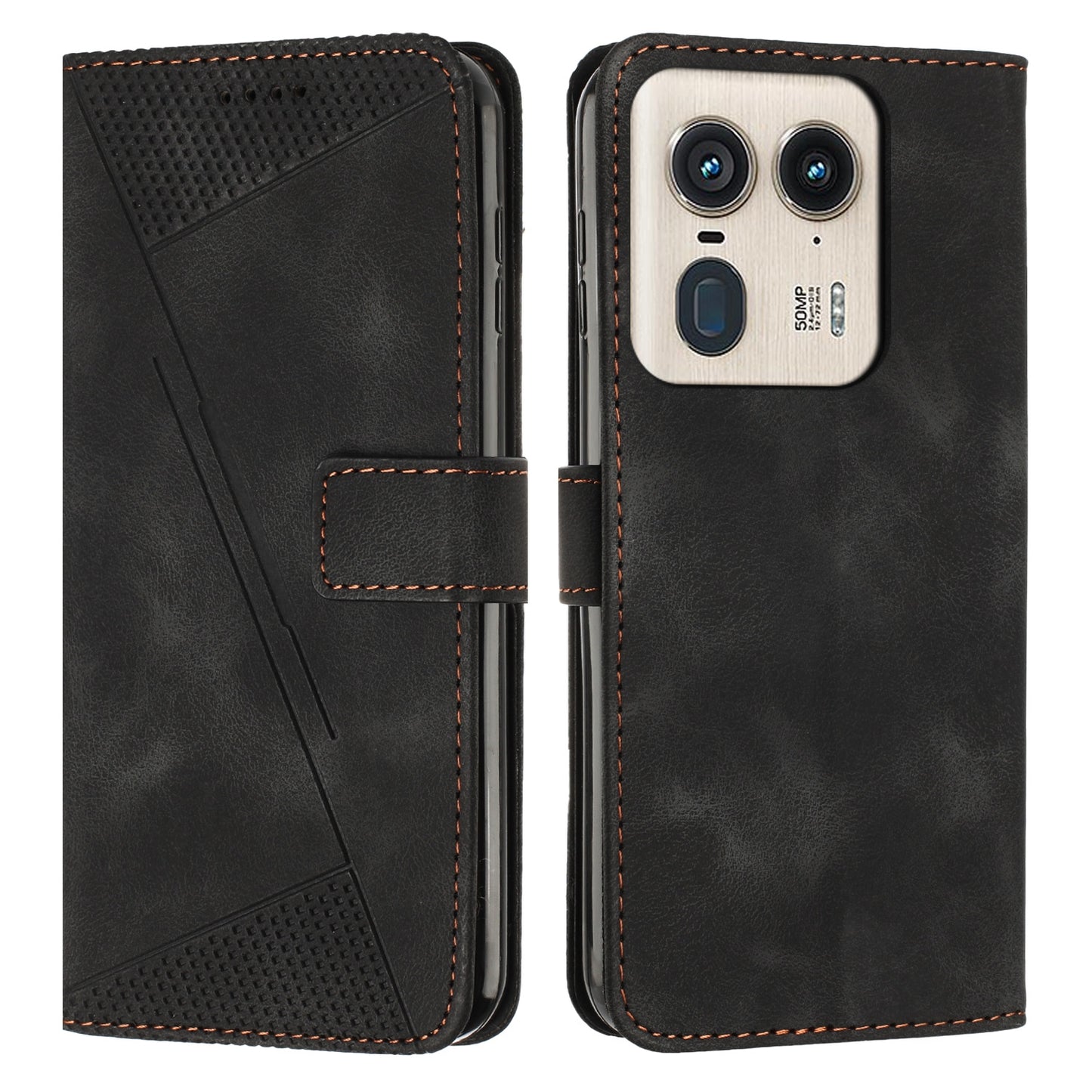 Motorola Moto X50 Ultra Dream Triangle Leather Wallet Phone Case with Lanyard, Card Slot, Cash Compartment, Foldable Kickstand, Shockproof PU TPU Protective Cover
