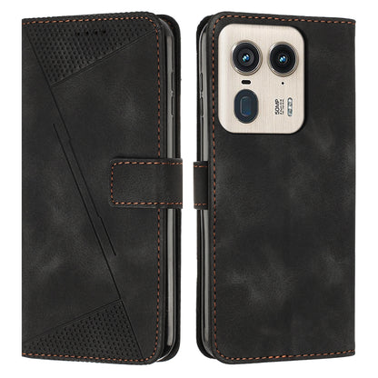 Motorola Moto X50 Ultra Dream Triangle Leather Wallet Phone Case with Lanyard, Card Slot, Cash Compartment, Foldable Kickstand, Shockproof PU TPU Protective Cover