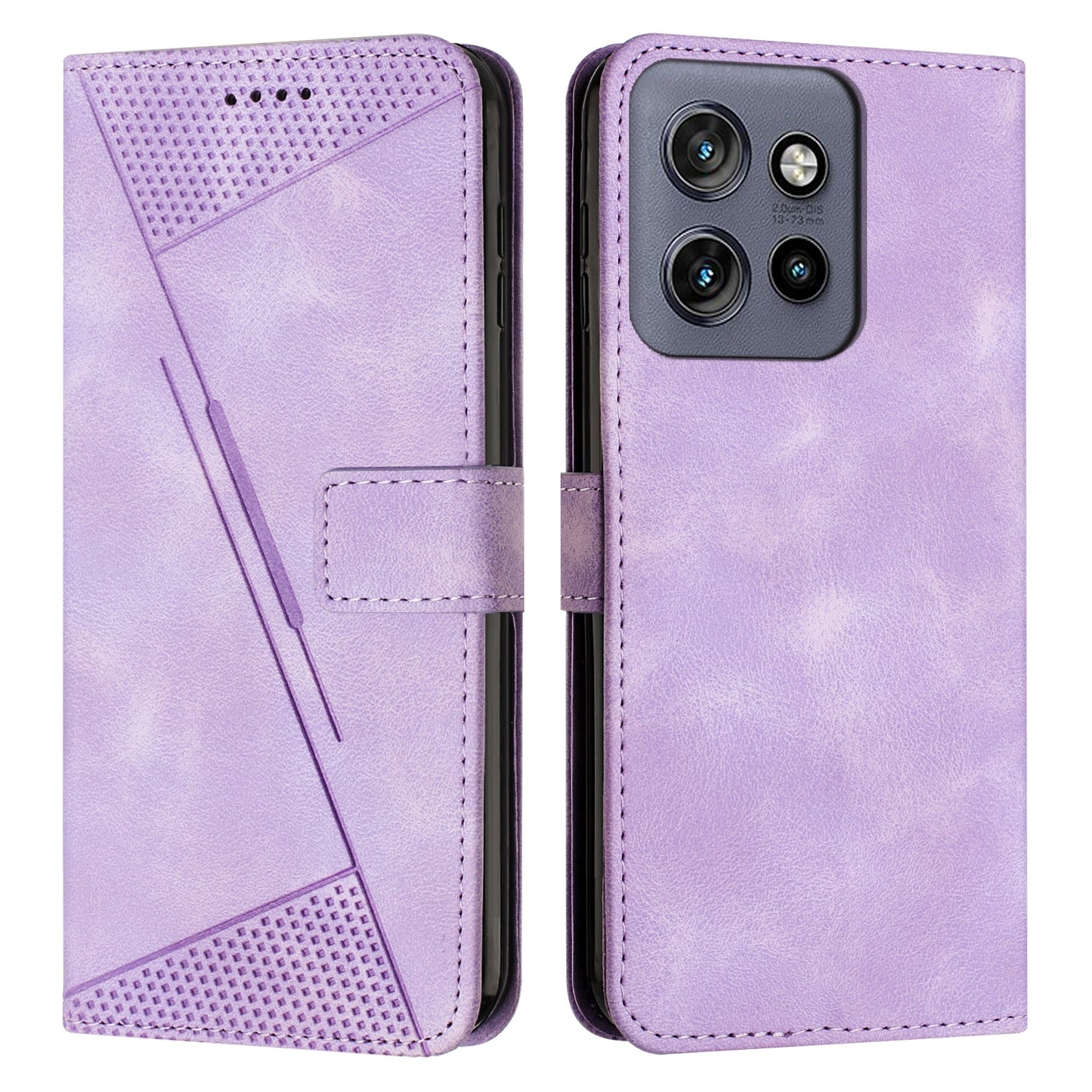 Motorola Edge 50 Neo Dream Triangle Leather Wallet Phone Case with Lanyard, Card Slot, Cash Compartment, Foldable Kickstand, Shockproof PU TPU Protective Cover