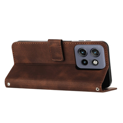 Motorola Edge 50 Neo Dream Triangle Leather Wallet Phone Case with Lanyard, Card Slot, Cash Compartment, Foldable Kickstand, Shockproof PU TPU Protective Cover