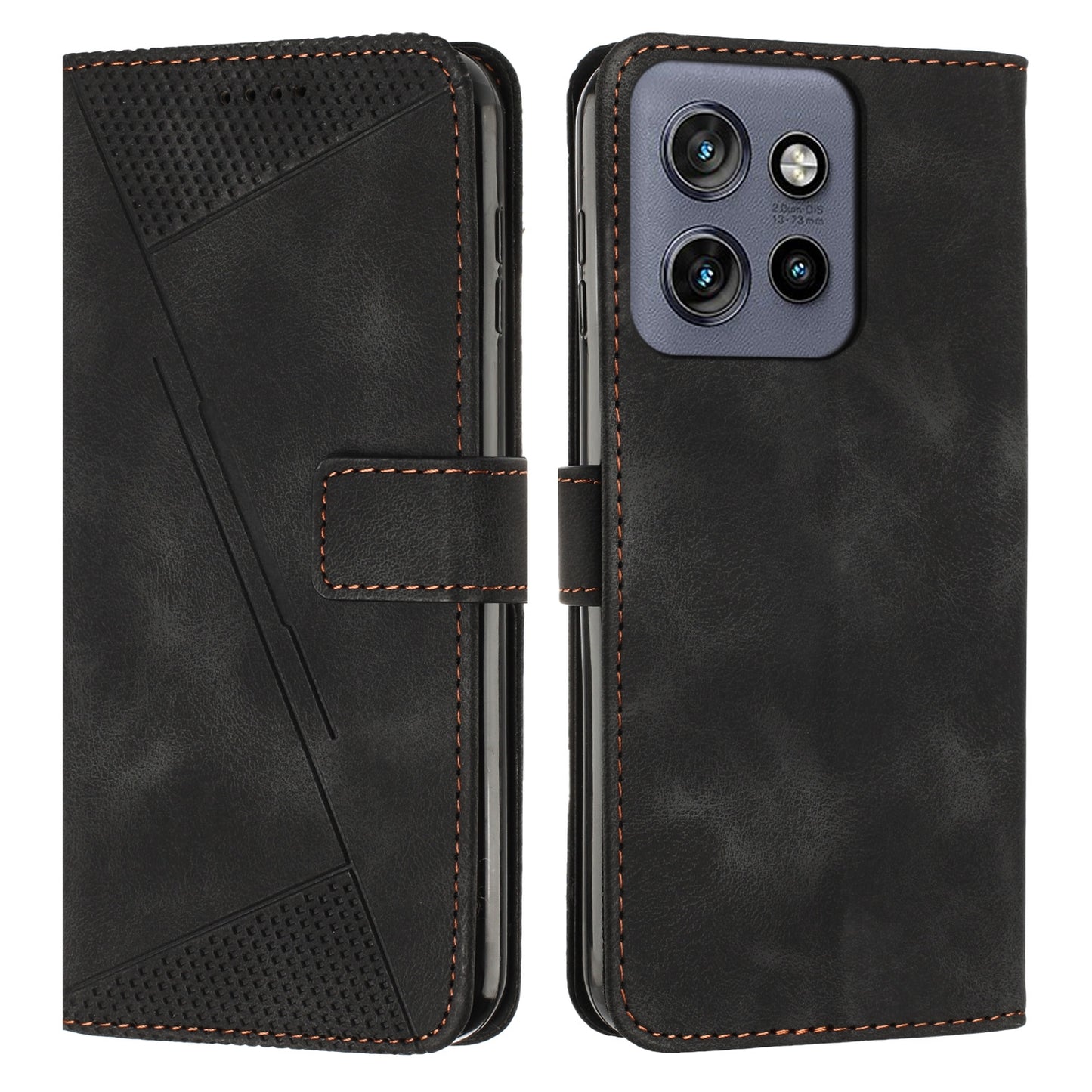 Motorola Edge 50 Neo Dream Triangle Leather Wallet Phone Case with Lanyard, Card Slot, Cash Compartment, Foldable Kickstand, Shockproof PU TPU Protective Cover