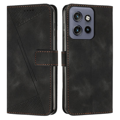 Motorola Edge 50 Neo Dream Triangle Leather Wallet Phone Case with Lanyard, Card Slot, Cash Compartment, Foldable Kickstand, Shockproof PU TPU Protective Cover