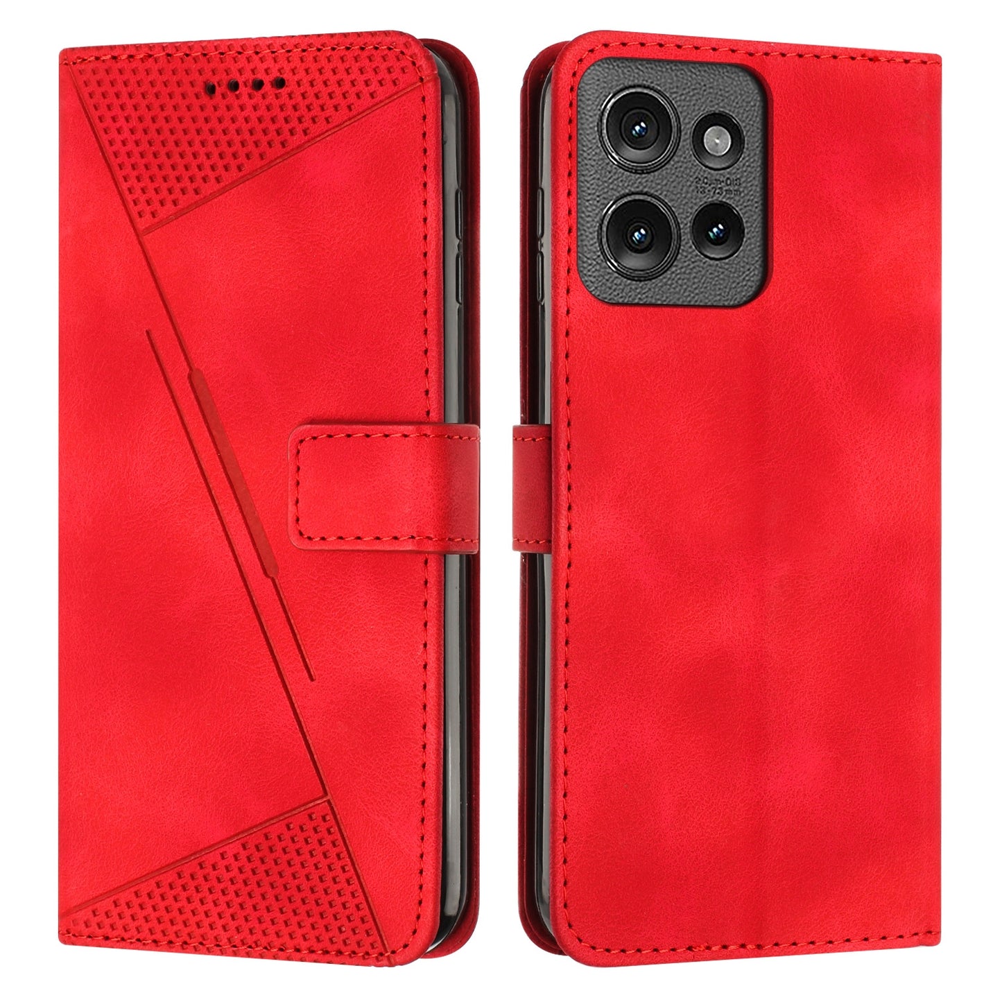 Motorola Edge 50 Dream Triangle Leather Wallet Phone Case with Lanyard, Card Slot, Cash Compartment, Foldable Kickstand, Shockproof PU TPU Protective Cover