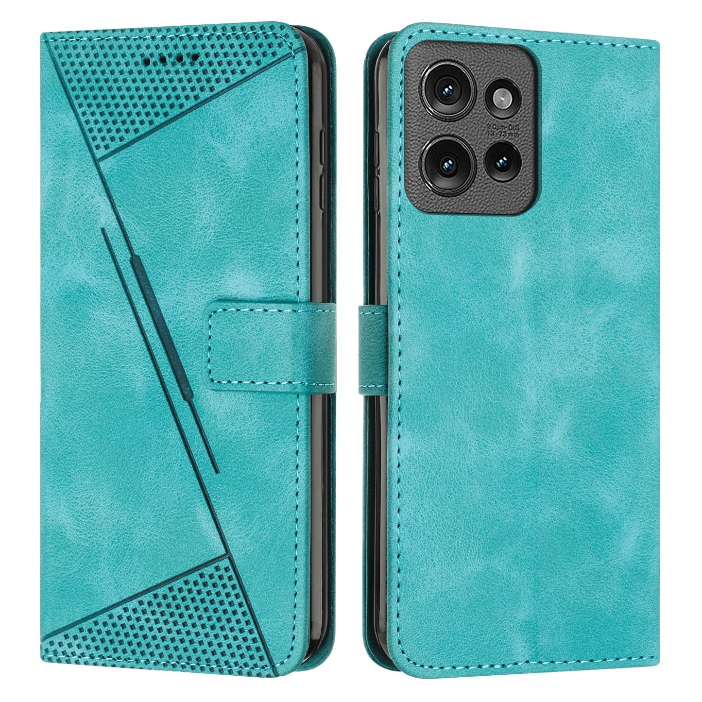 Motorola Edge 50 Dream Triangle Leather Wallet Phone Case with Lanyard, Card Slot, Cash Compartment, Foldable Kickstand, Shockproof PU TPU Protective Cover