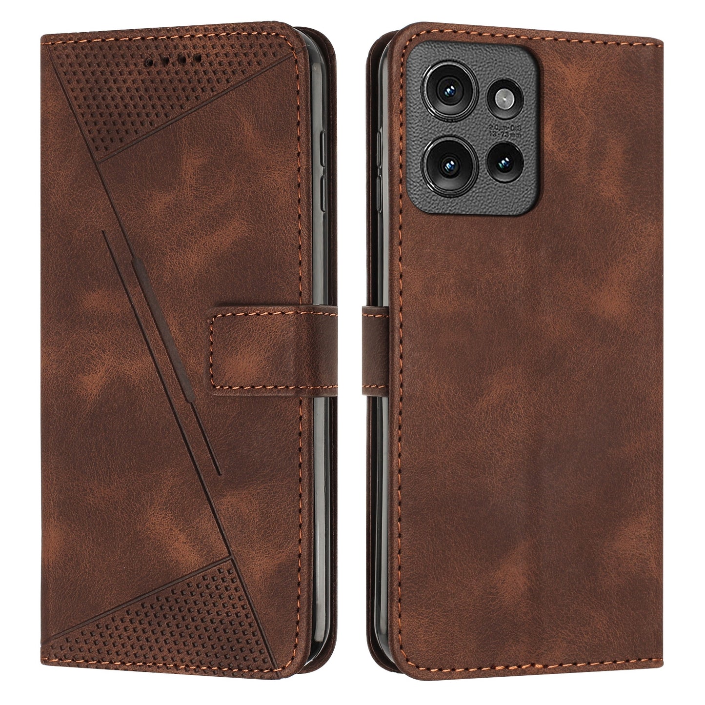 Motorola Edge 50 Dream Triangle Leather Wallet Phone Case with Lanyard, Card Slot, Cash Compartment, Foldable Kickstand, Shockproof PU TPU Protective Cover