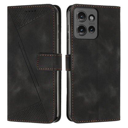 Motorola Edge 50 Dream Triangle Leather Wallet Phone Case with Lanyard, Card Slot, Cash Compartment, Foldable Kickstand, Shockproof PU TPU Protective Cover