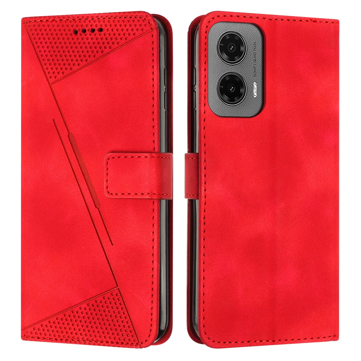 Motorola Moto G35 Dream Triangle Leather Wallet Phone Case with Lanyard, Card Slot, Cash Compartment, Foldable Kickstand, Shockproof PU TPU Protective Cover