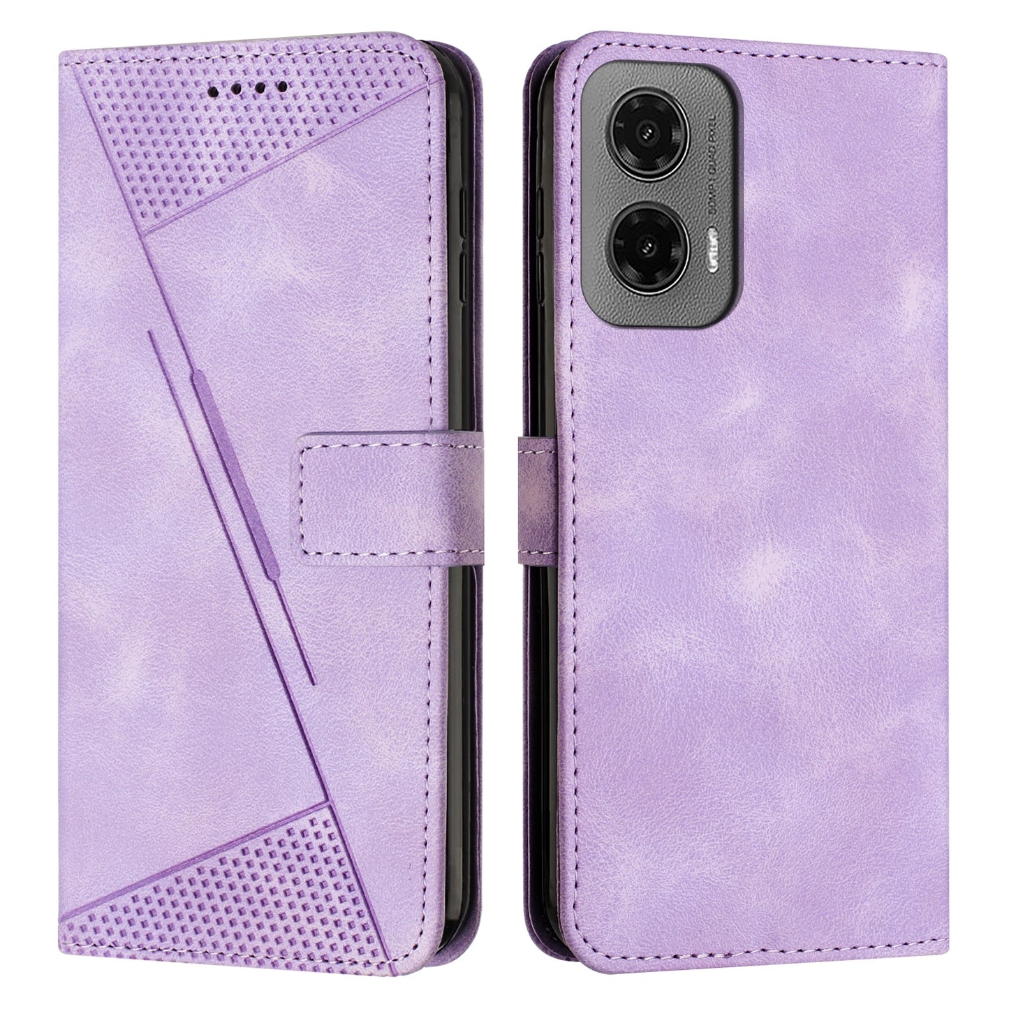 Motorola Moto G35 Dream Triangle Leather Wallet Phone Case with Lanyard, Card Slot, Cash Compartment, Foldable Kickstand, Shockproof PU TPU Protective Cover