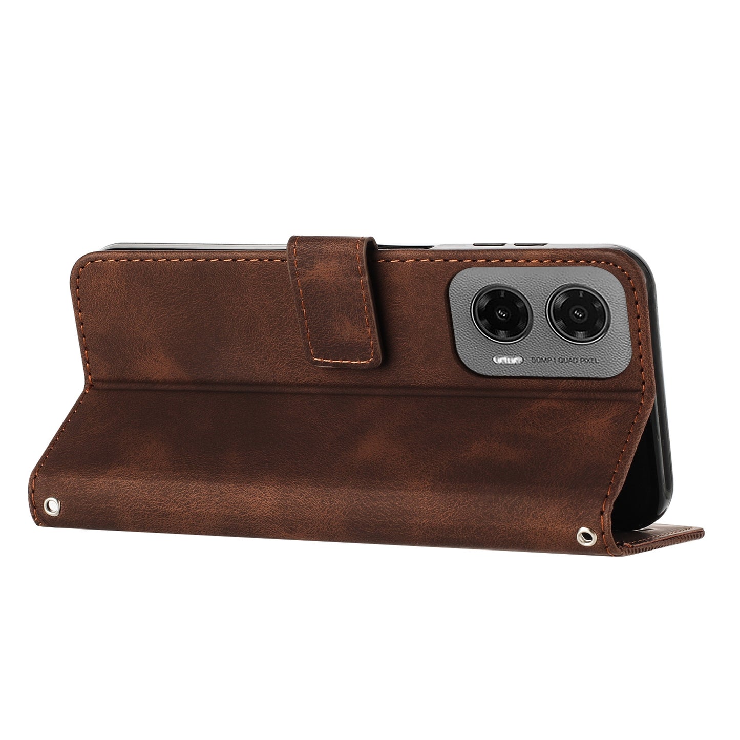 Motorola Moto G35 Dream Triangle Leather Wallet Phone Case with Lanyard, Card Slot, Cash Compartment, Foldable Kickstand, Shockproof PU TPU Protective Cover