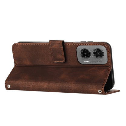 Motorola Moto G35 Dream Triangle Leather Wallet Phone Case with Lanyard, Card Slot, Cash Compartment, Foldable Kickstand, Shockproof PU TPU Protective Cover
