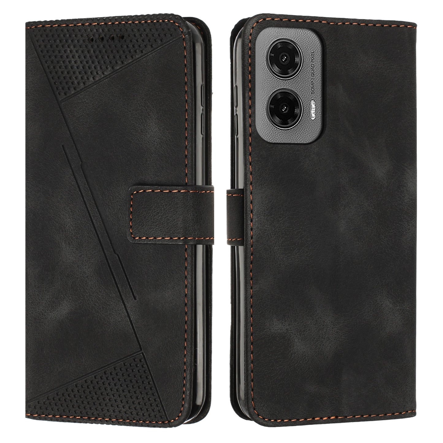 Motorola Moto G35 Dream Triangle Leather Wallet Phone Case with Lanyard, Card Slot, Cash Compartment, Foldable Kickstand, Shockproof PU TPU Protective Cover