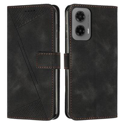 Motorola Moto G35 Dream Triangle Leather Wallet Phone Case with Lanyard, Card Slot, Cash Compartment, Foldable Kickstand, Shockproof PU TPU Protective Cover
