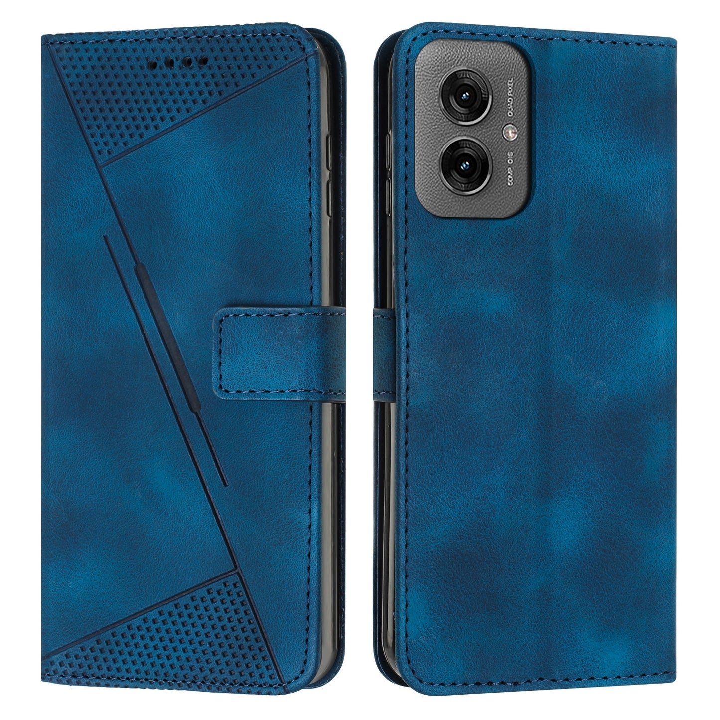 Motorola Moto G55 Dream Triangle Leather Wallet Phone Case with Lanyard, Card Slot, Cash Compartment, Foldable Kickstand, Shockproof PU TPU Protective Cover