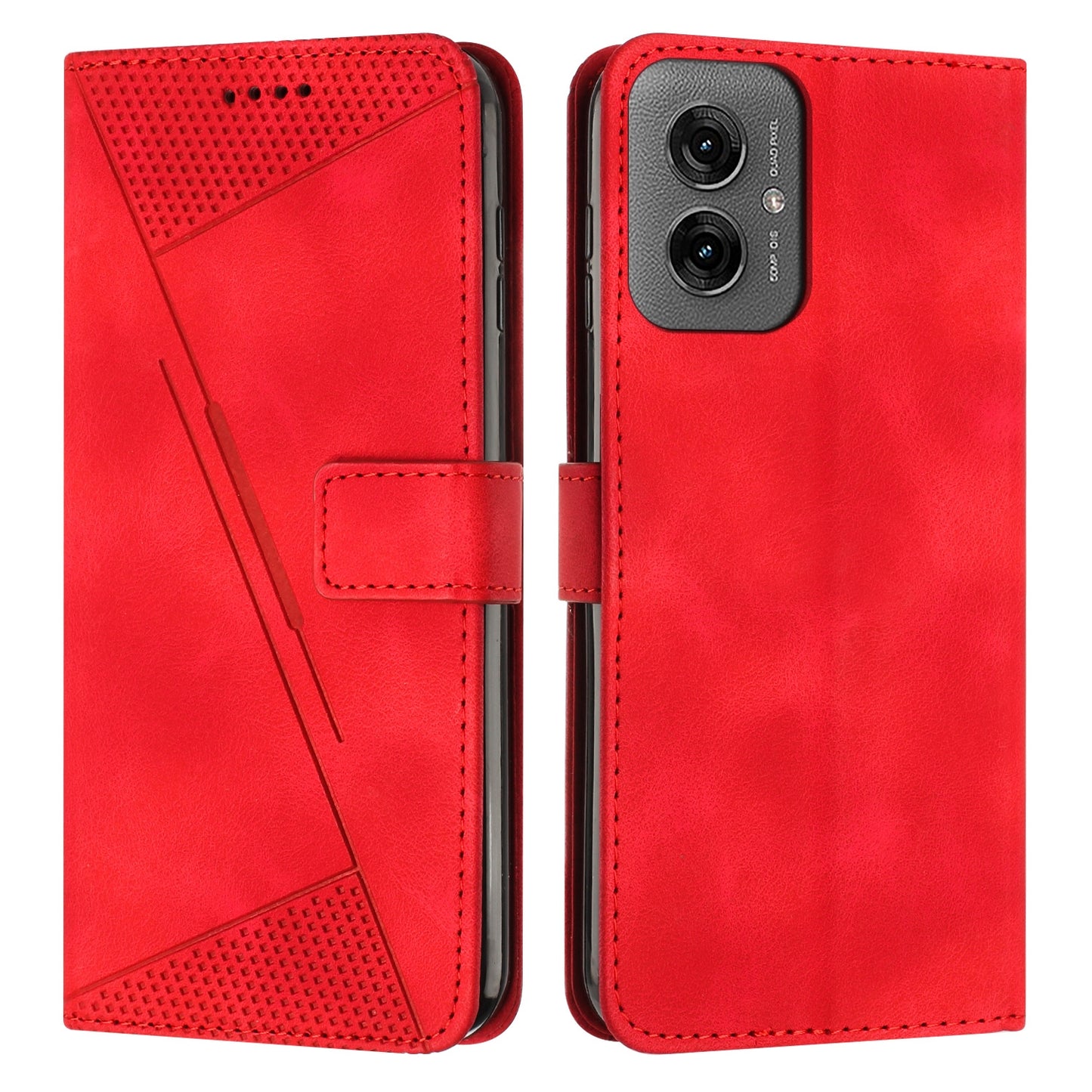 Motorola Moto G55 Dream Triangle Leather Wallet Phone Case with Lanyard, Card Slot, Cash Compartment, Foldable Kickstand, Shockproof PU TPU Protective Cover