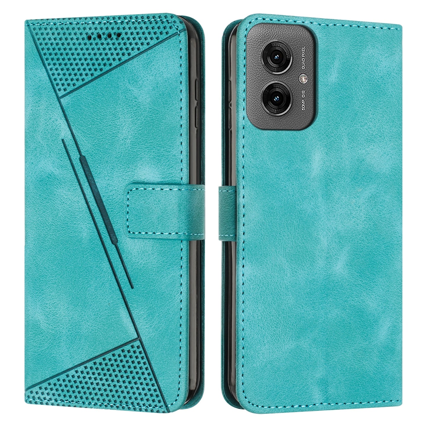 Motorola Moto G55 Dream Triangle Leather Wallet Phone Case with Lanyard, Card Slot, Cash Compartment, Foldable Kickstand, Shockproof PU TPU Protective Cover