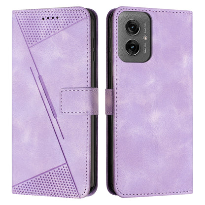 Motorola Moto G55 Dream Triangle Leather Wallet Phone Case with Lanyard, Card Slot, Cash Compartment, Foldable Kickstand, Shockproof PU TPU Protective Cover