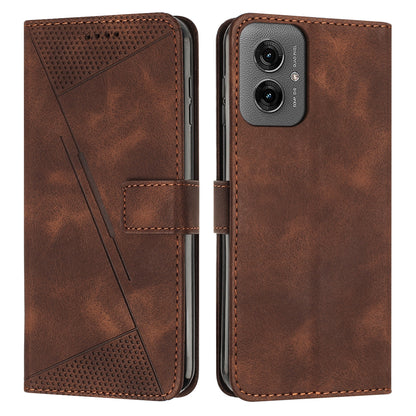 Motorola Moto G55 Dream Triangle Leather Wallet Phone Case with Lanyard, Card Slot, Cash Compartment, Foldable Kickstand, Shockproof PU TPU Protective Cover