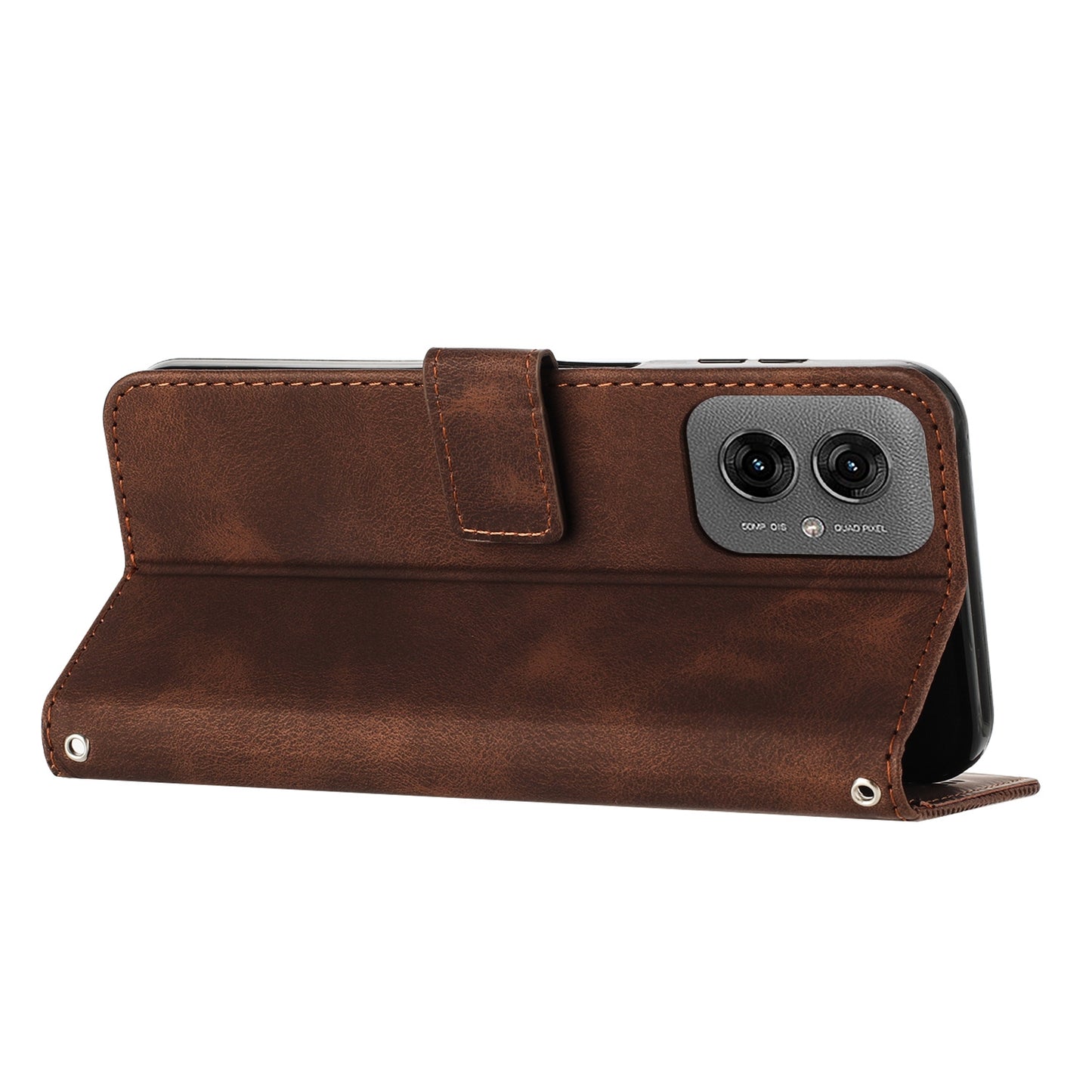 Motorola Moto G55 Dream Triangle Leather Wallet Phone Case with Lanyard, Card Slot, Cash Compartment, Foldable Kickstand, Shockproof PU TPU Protective Cover