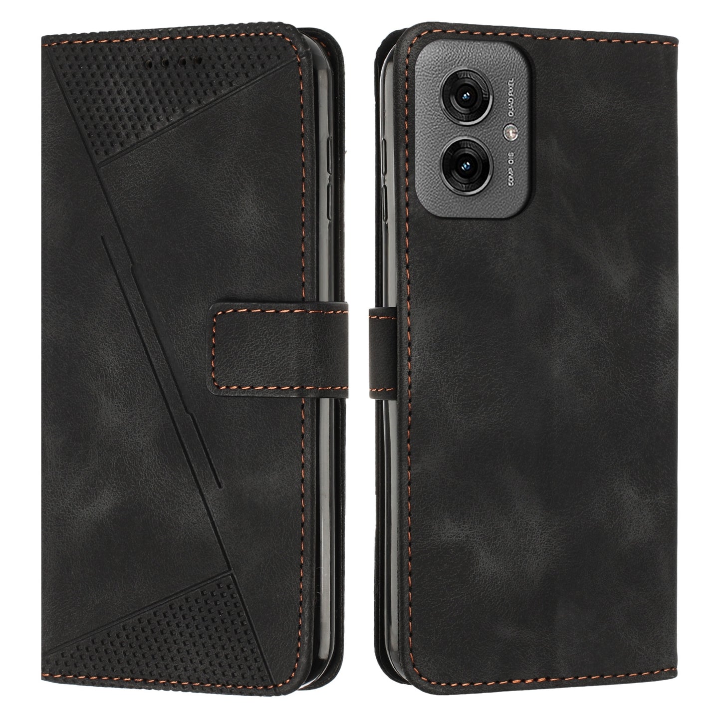 Motorola Moto G55 Dream Triangle Leather Wallet Phone Case with Lanyard, Card Slot, Cash Compartment, Foldable Kickstand, Shockproof PU TPU Protective Cover