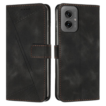 Motorola Moto G55 Dream Triangle Leather Wallet Phone Case with Lanyard, Card Slot, Cash Compartment, Foldable Kickstand, Shockproof PU TPU Protective Cover