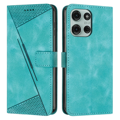 Motorola Moto G75 Dream Triangle Leather Wallet Phone Case with Lanyard, Card Slot, Cash Compartment, Foldable Kickstand, Shockproof PU TPU Protective Cover