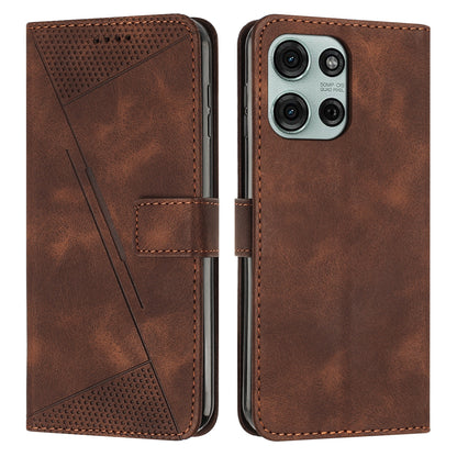 Motorola Moto G75 Dream Triangle Leather Wallet Phone Case with Lanyard, Card Slot, Cash Compartment, Foldable Kickstand, Shockproof PU TPU Protective Cover