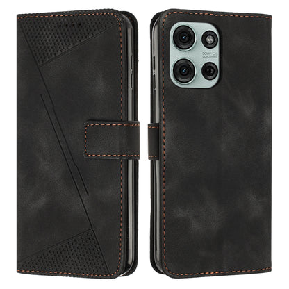 Motorola Moto G75 Dream Triangle Leather Wallet Phone Case with Lanyard, Card Slot, Cash Compartment, Foldable Kickstand, Shockproof PU TPU Protective Cover