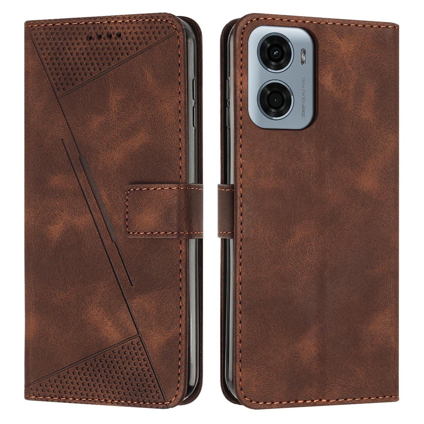 Motorola Moto G05 Dream Triangle Leather Wallet Phone Case with Lanyard, Card Slot, Cash Compartment, Foldable Kickstand, Shockproof PU TPU Protective Cover