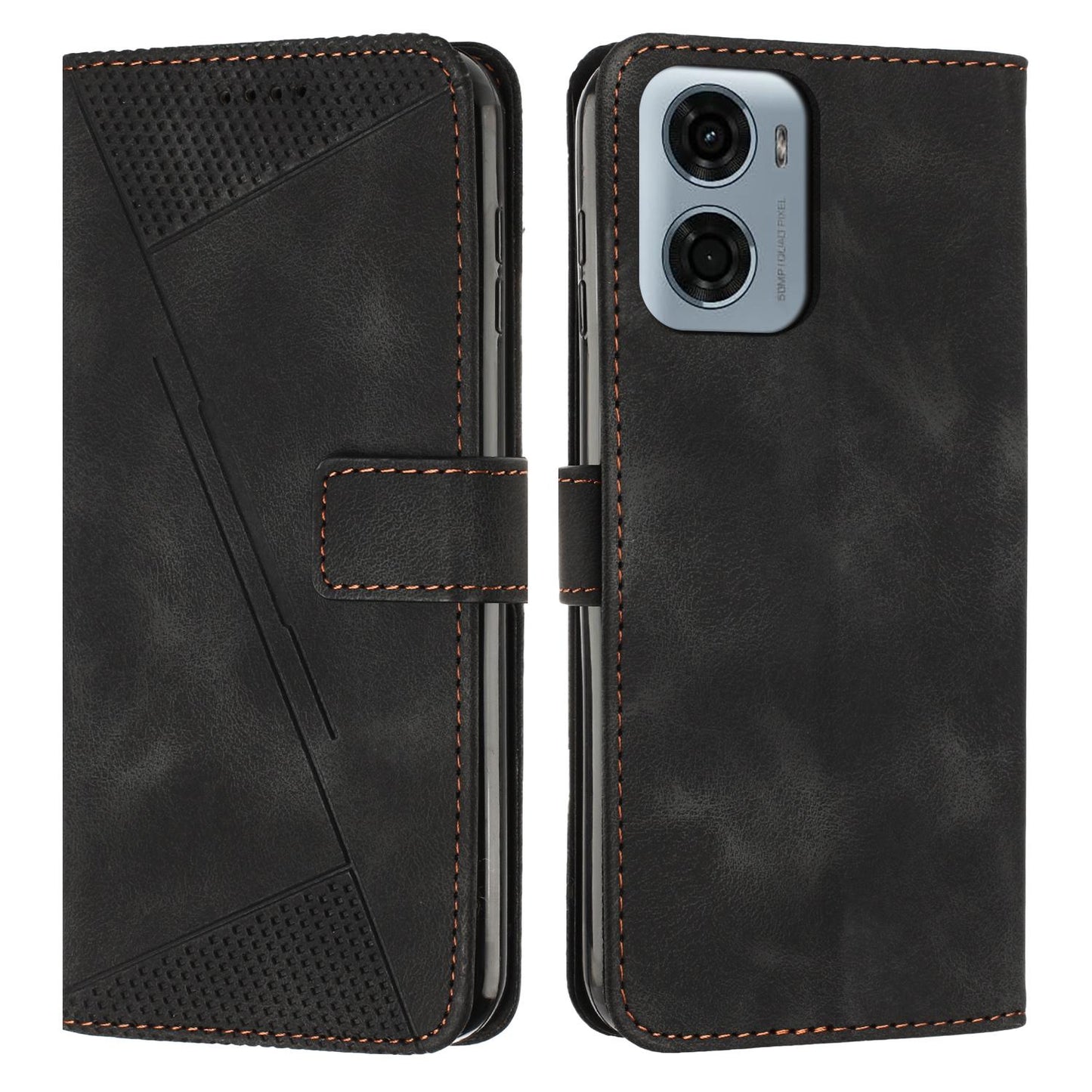 Motorola Moto G05 Dream Triangle Leather Wallet Phone Case with Lanyard, Card Slot, Cash Compartment, Foldable Kickstand, Shockproof PU TPU Protective Cover