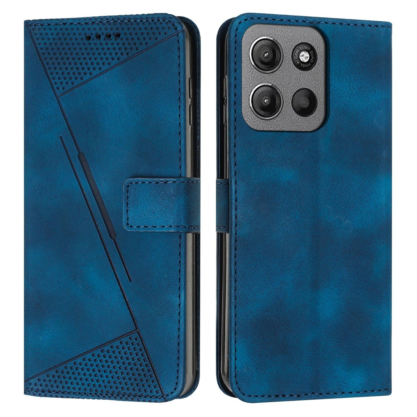 Motorola Moto G15 Dream Triangle Leather Wallet Phone Case with Lanyard, Card Slot, Cash Compartment, Foldable Kickstand, Shockproof PU TPU Protective Cover