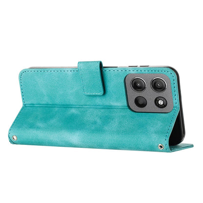 Motorola Moto G15 Dream Triangle Leather Wallet Phone Case with Lanyard, Card Slot, Cash Compartment, Foldable Kickstand, Shockproof PU TPU Protective Cover
