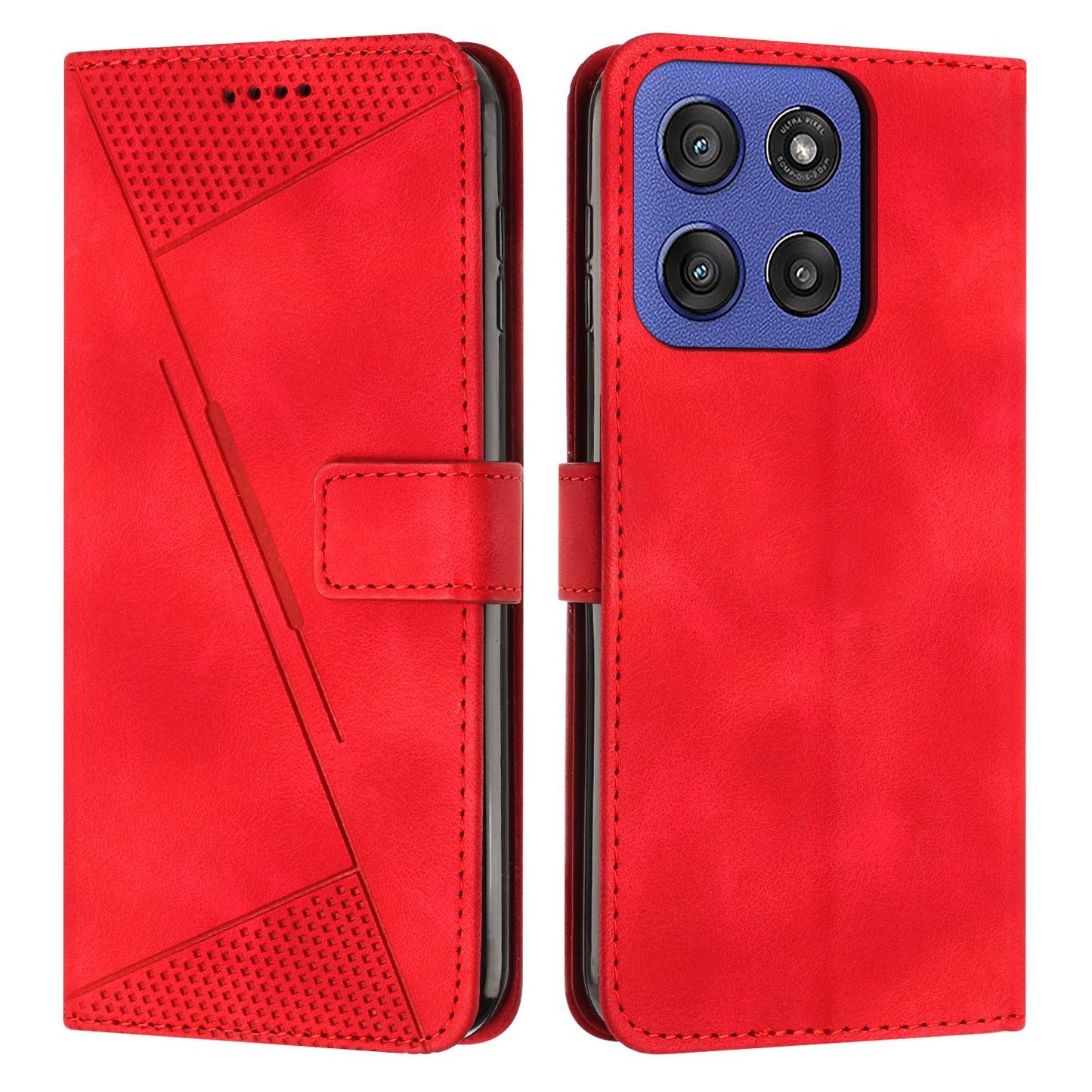 Motorola Edge 60 Fusion Dream Triangle Leather Wallet Phone Case with Lanyard, Card Slot, Cash Compartment, Foldable Kickstand, Shockproof PU TPU Protective Cover