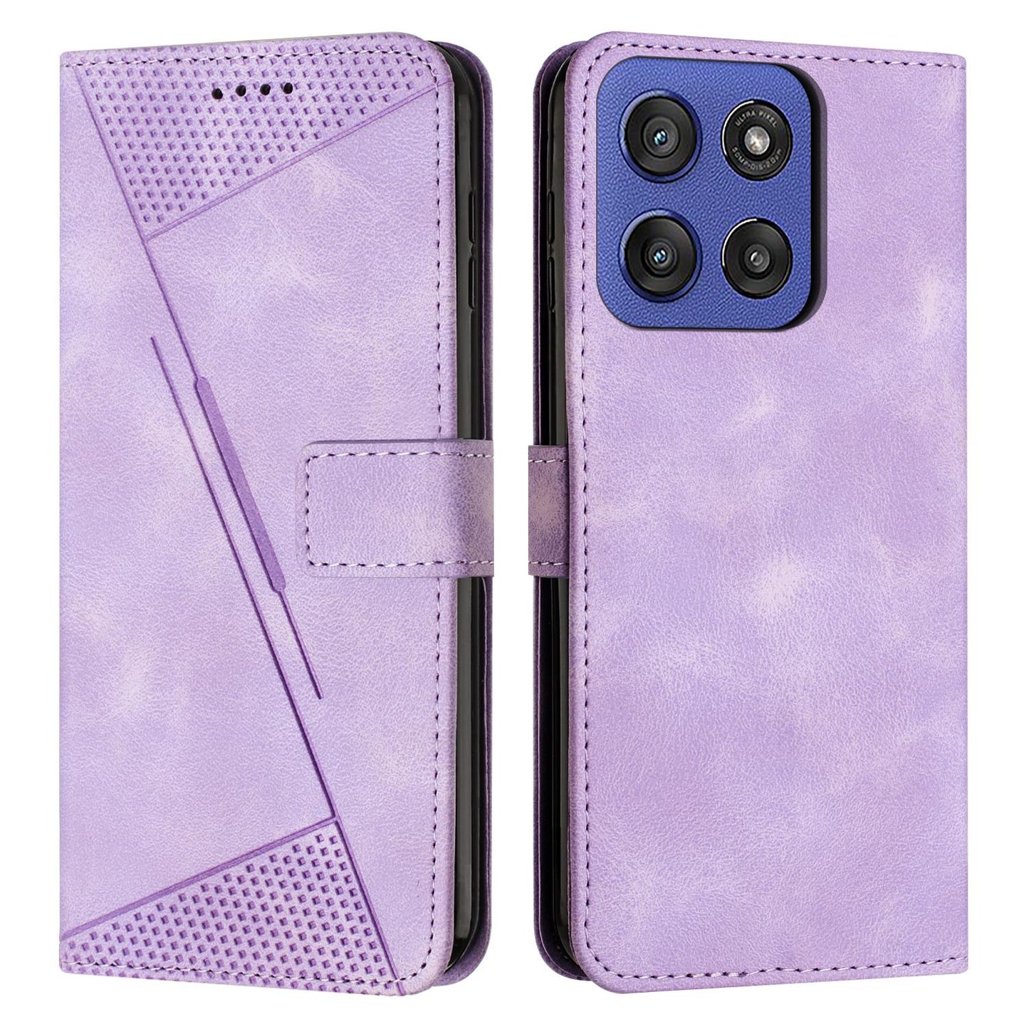 Motorola Edge 60 Fusion Dream Triangle Leather Wallet Phone Case with Lanyard, Card Slot, Cash Compartment, Foldable Kickstand, Shockproof PU TPU Protective Cover