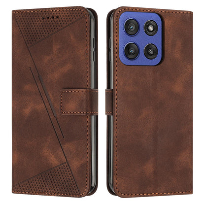 Motorola Edge 60 Fusion Dream Triangle Leather Wallet Phone Case with Lanyard, Card Slot, Cash Compartment, Foldable Kickstand, Shockproof PU TPU Protective Cover