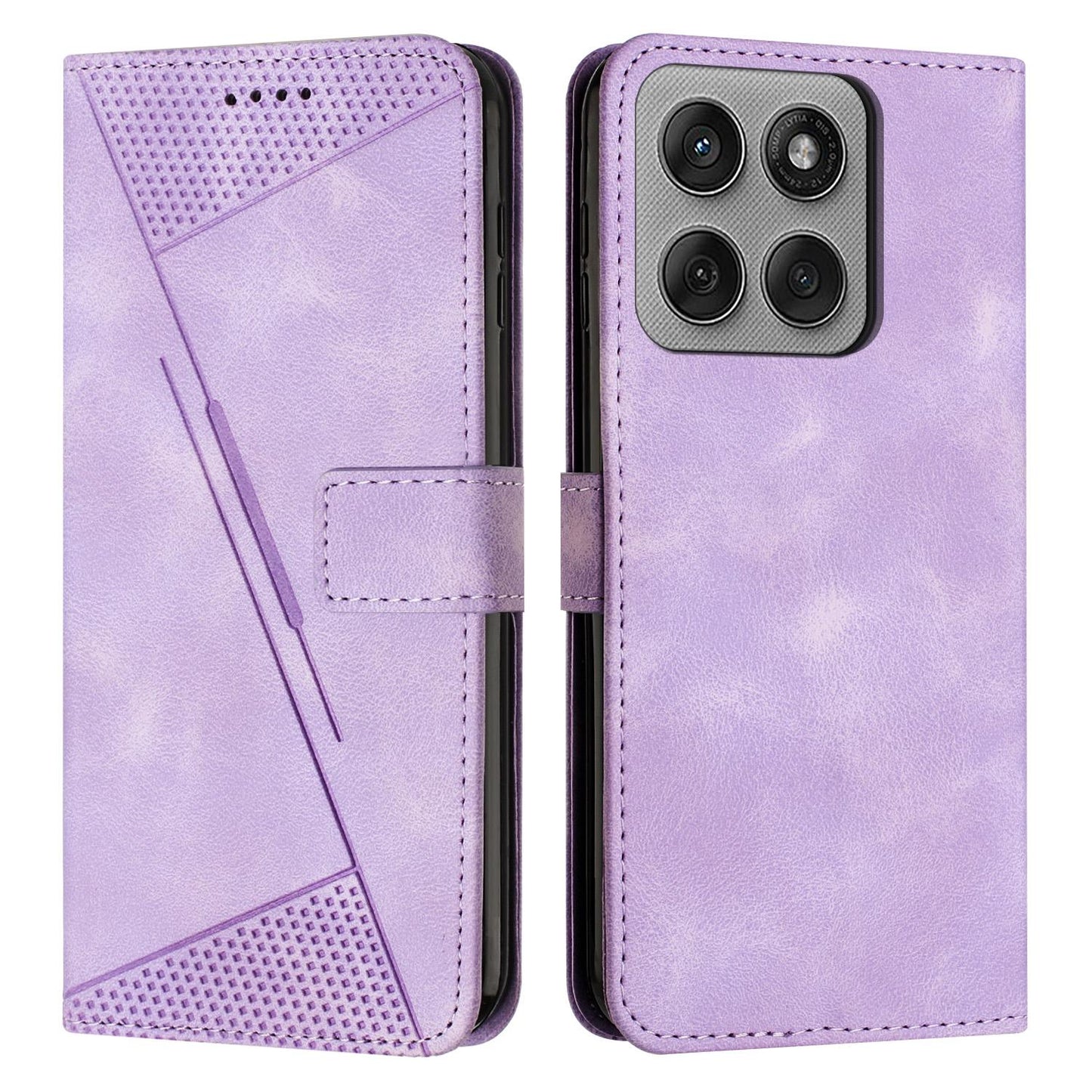 Motorola Edge 60 Pro Dream Triangle Leather Wallet Phone Case with Lanyard, Card Slot, Cash Compartment, Foldable Kickstand, Shockproof PU TPU Protective Cover