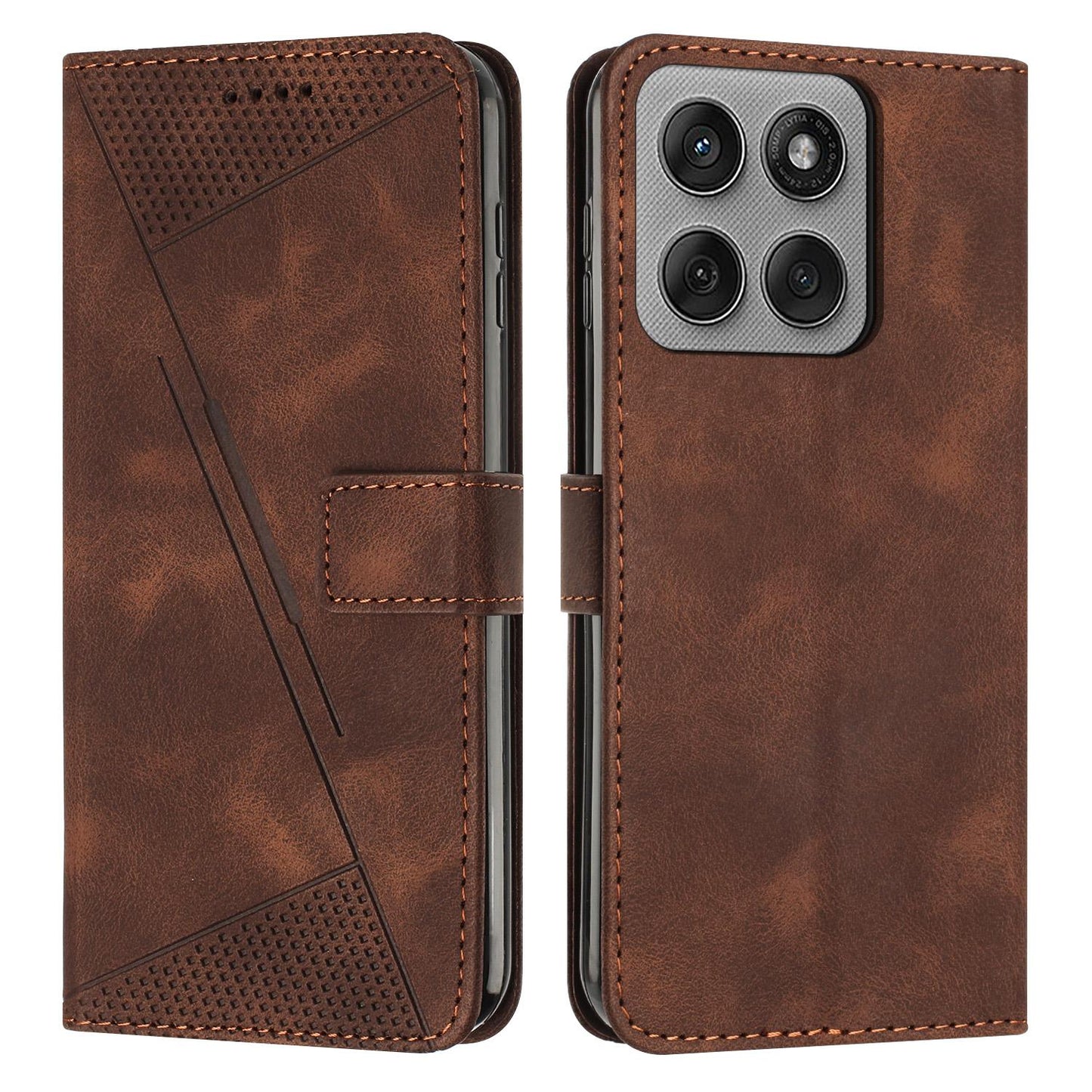 Motorola Edge 60 Pro Dream Triangle Leather Wallet Phone Case with Lanyard, Card Slot, Cash Compartment, Foldable Kickstand, Shockproof PU TPU Protective Cover