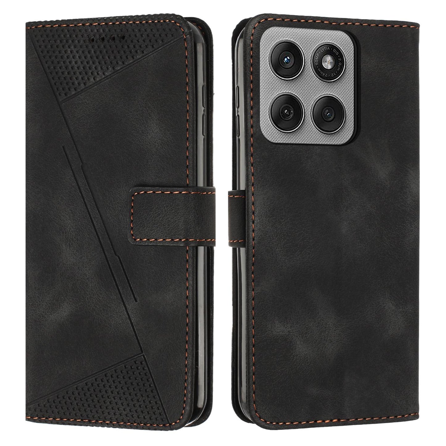 Motorola Edge 60 Pro Dream Triangle Leather Wallet Phone Case with Lanyard, Card Slot, Cash Compartment, Foldable Kickstand, Shockproof PU TPU Protective Cover