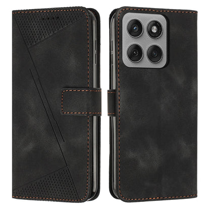 Motorola Edge 60 Pro Dream Triangle Leather Wallet Phone Case with Lanyard, Card Slot, Cash Compartment, Foldable Kickstand, Shockproof PU TPU Protective Cover