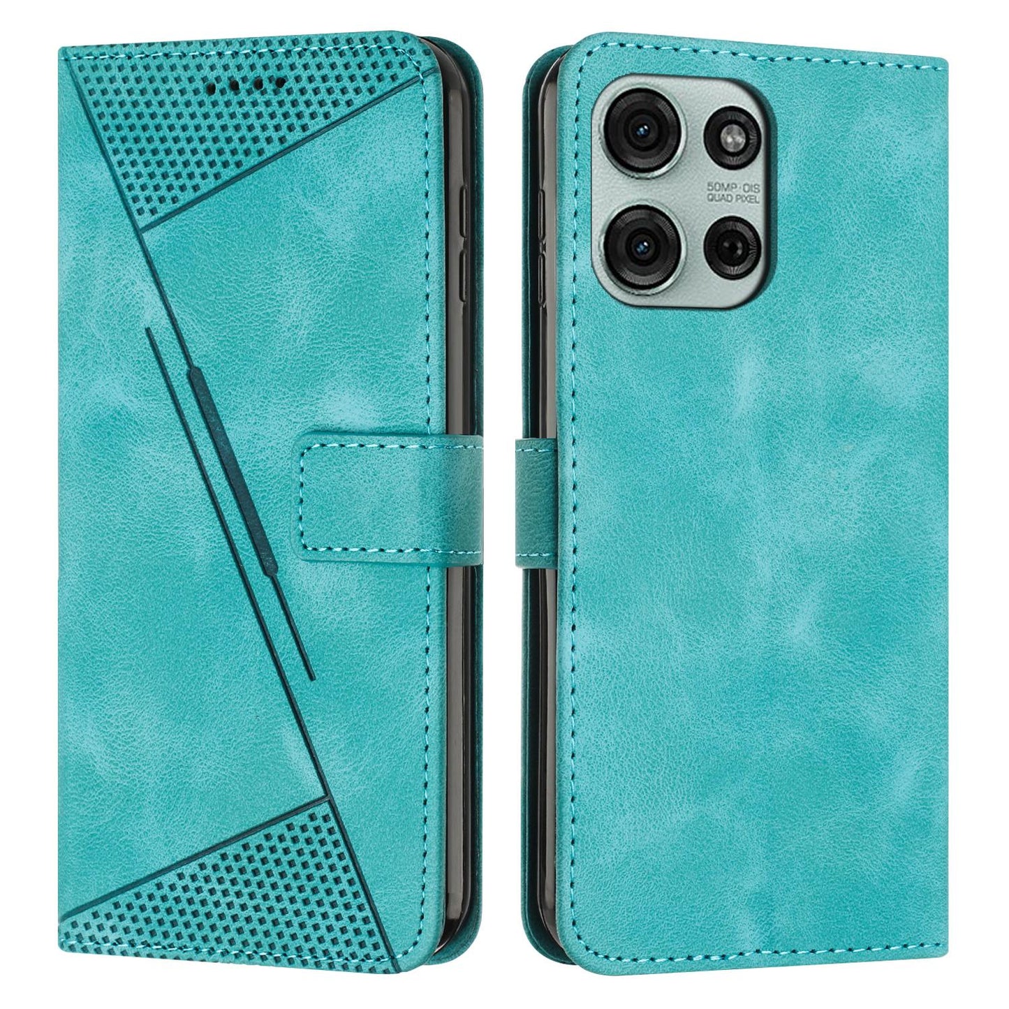 Motorola Moto G56 5G Dream Triangle Leather Wallet Phone Case with Lanyard, Card Slot, Cash Compartment, Foldable Kickstand, Shockproof PU TPU Protective Cover