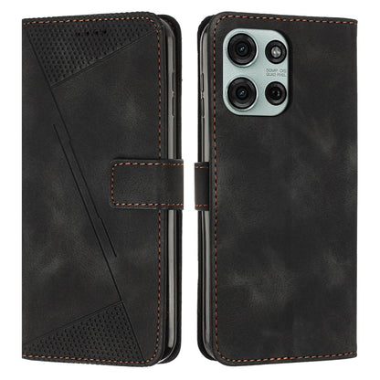 Motorola Moto G56 5G Dream Triangle Leather Wallet Phone Case with Lanyard, Card Slot, Cash Compartment, Foldable Kickstand, Shockproof PU TPU Protective Cover