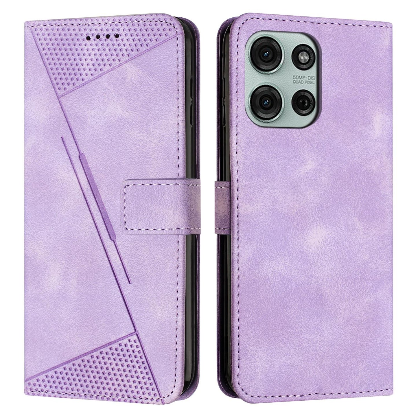 Motorola Moto G86 5G Dream Triangle Leather Wallet Phone Case with Lanyard, Card Slot, Cash Compartment, Foldable Kickstand, Shockproof PU TPU Protective Cover