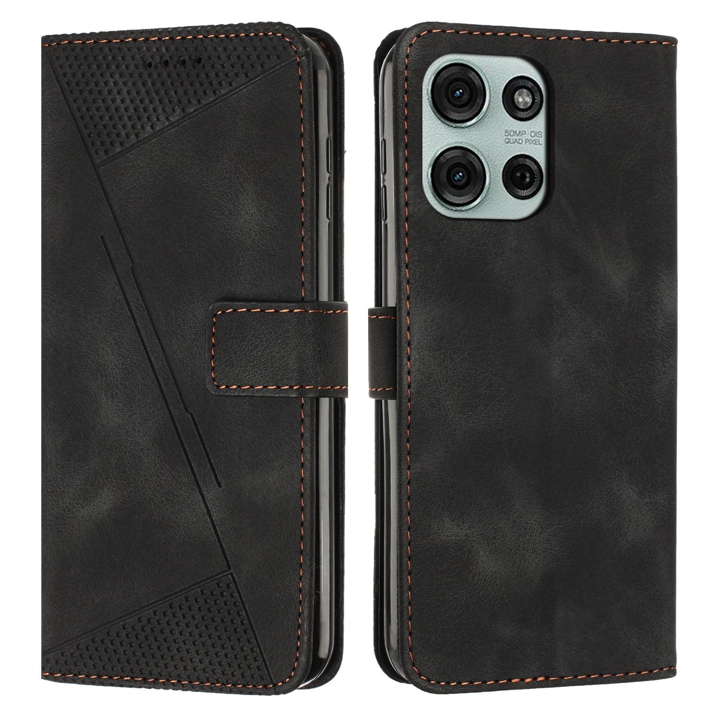 Motorola Moto G86 5G Dream Triangle Leather Wallet Phone Case with Lanyard, Card Slot, Cash Compartment, Foldable Kickstand, Shockproof PU TPU Protective Cover