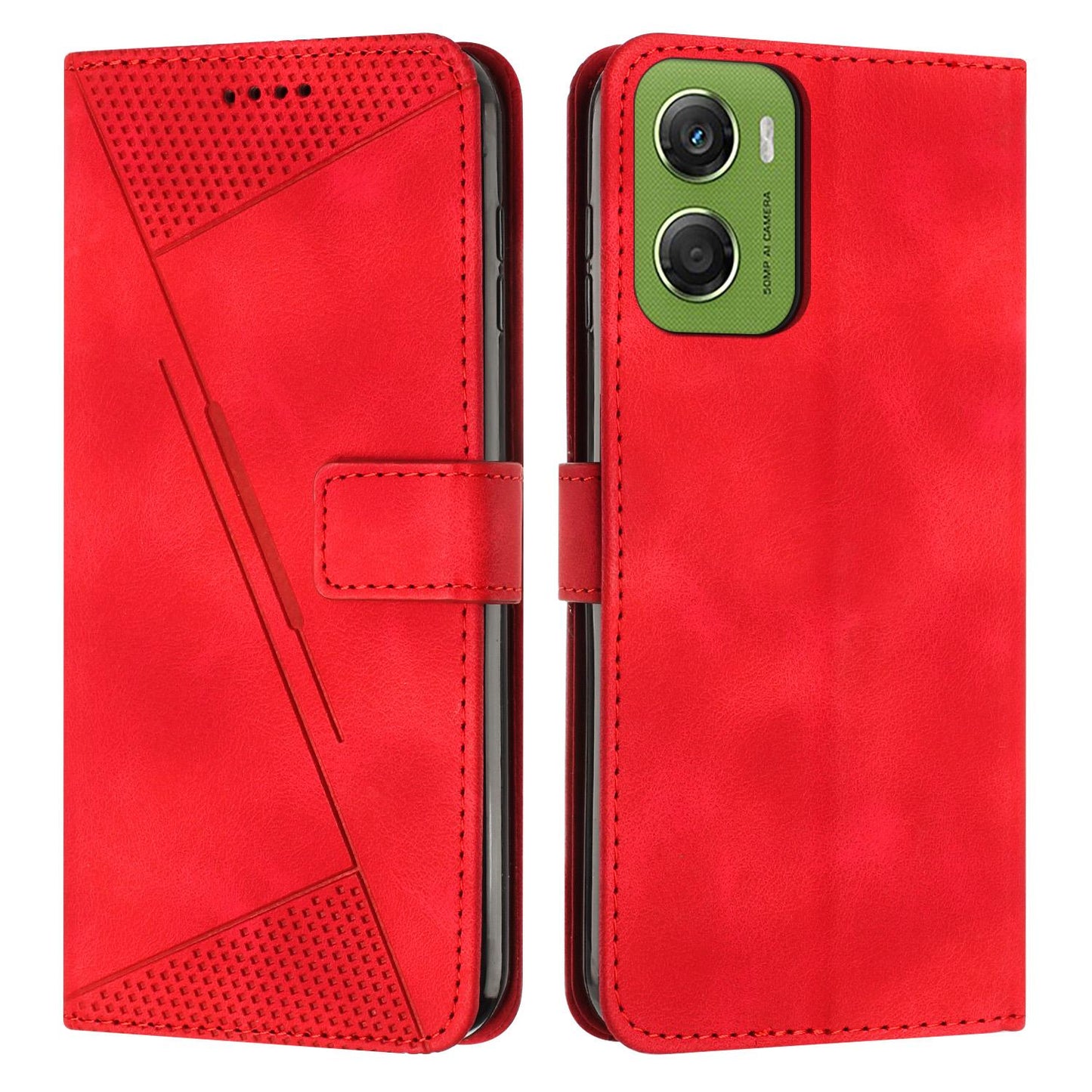 Motorola Moto G06 4G Dream Triangle Leather Wallet Phone Case with Lanyard, Card Slot, Cash Compartment, Foldable Kickstand, Shockproof PU TPU Protective Cover