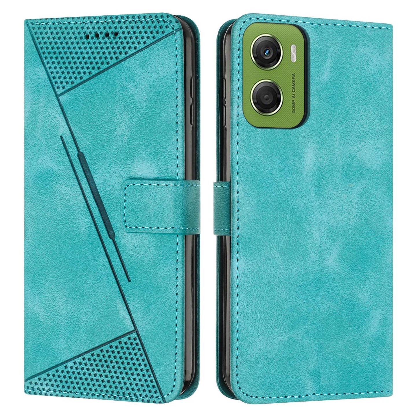 Motorola Moto G06 4G Dream Triangle Leather Wallet Phone Case with Lanyard, Card Slot, Cash Compartment, Foldable Kickstand, Shockproof PU TPU Protective Cover
