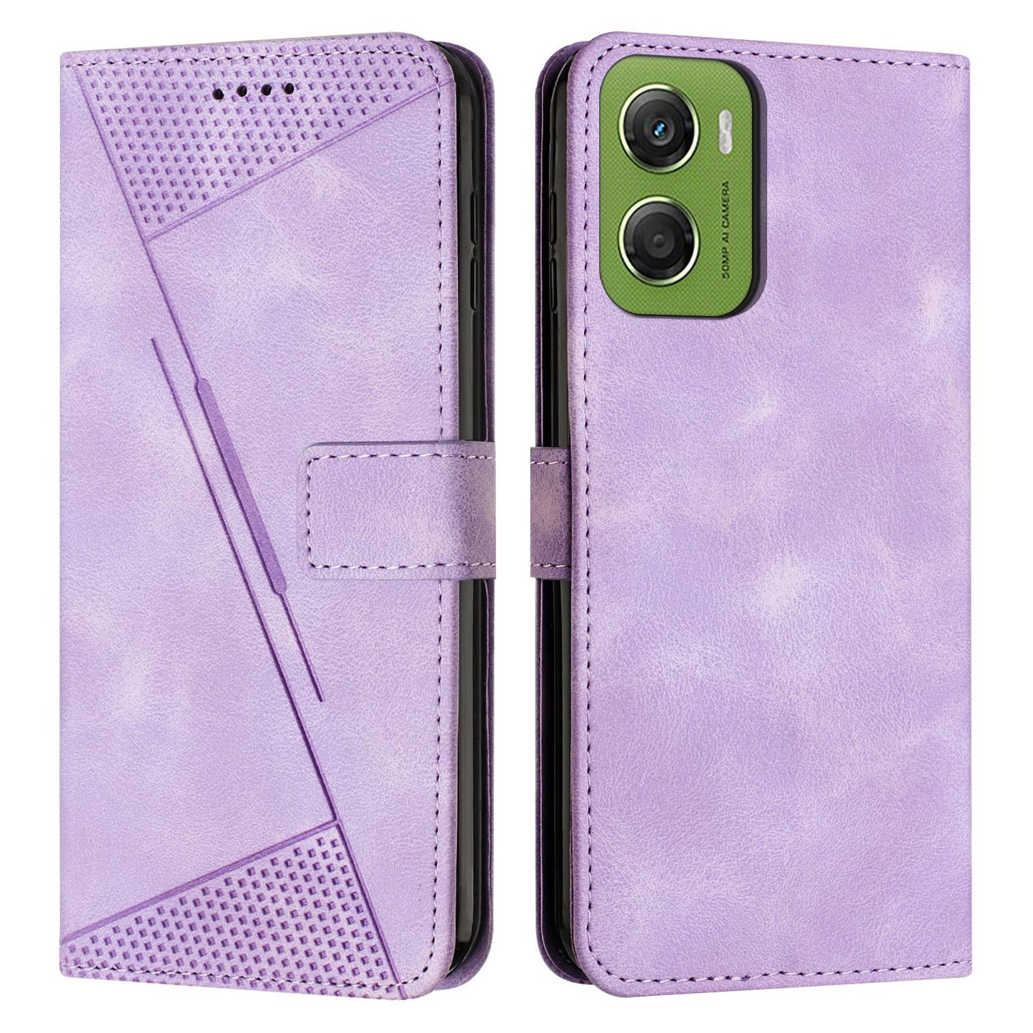 Motorola Moto G06 4G Dream Triangle Leather Wallet Phone Case with Lanyard, Card Slot, Cash Compartment, Foldable Kickstand, Shockproof PU TPU Protective Cover