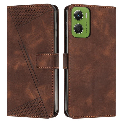 Motorola Moto G06 4G Dream Triangle Leather Wallet Phone Case with Lanyard, Card Slot, Cash Compartment, Foldable Kickstand, Shockproof PU TPU Protective Cover