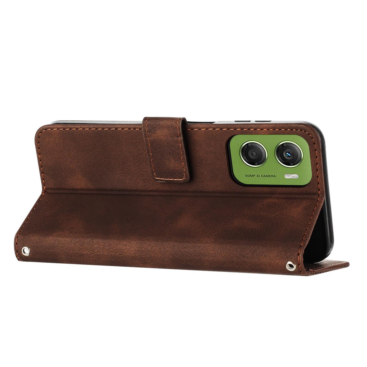 Motorola Moto G06 4G Dream Triangle Leather Wallet Phone Case with Lanyard, Card Slot, Cash Compartment, Foldable Kickstand, Shockproof PU TPU Protective Cover