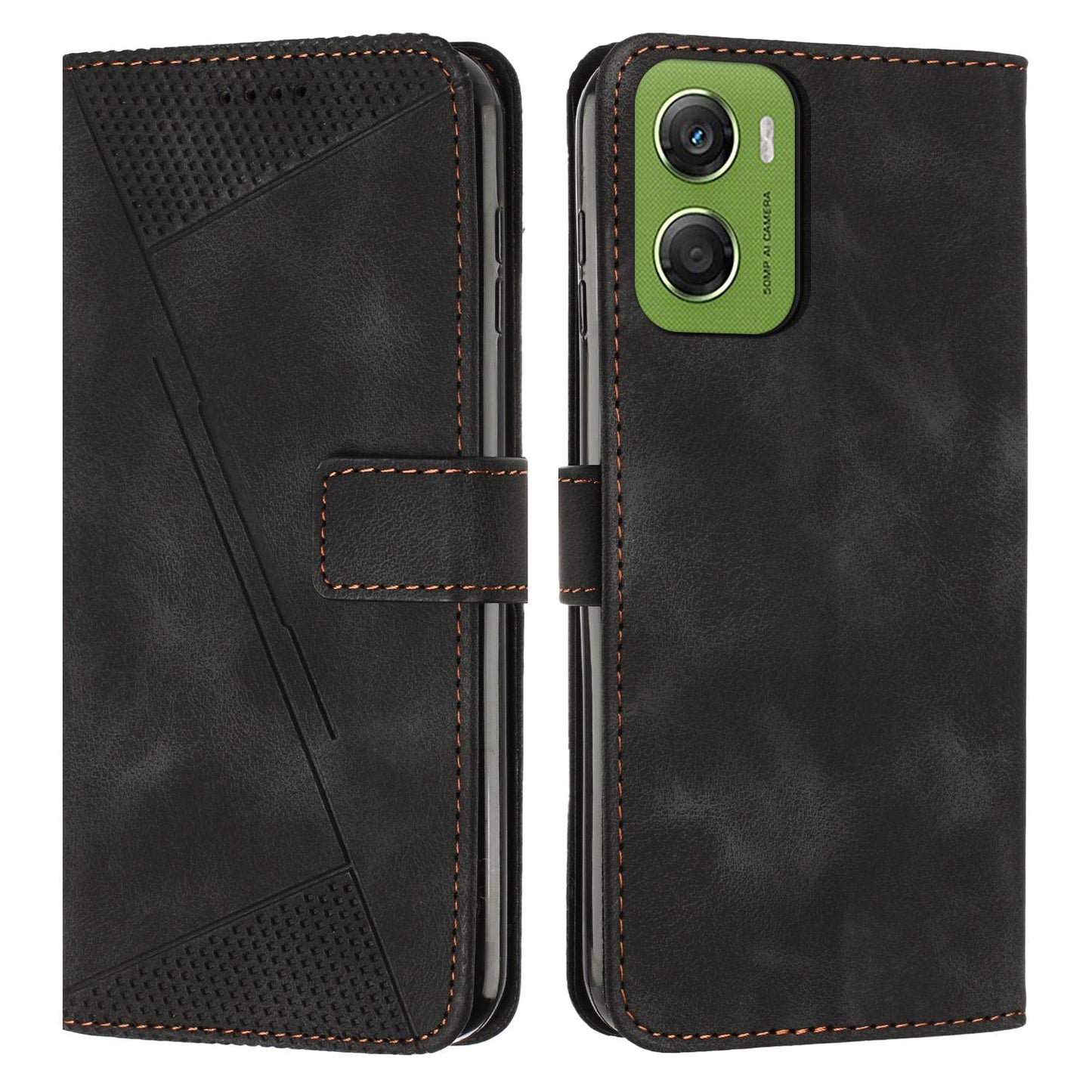 Motorola Moto G06 4G Dream Triangle Leather Wallet Phone Case with Lanyard, Card Slot, Cash Compartment, Foldable Kickstand, Shockproof PU TPU Protective Cover